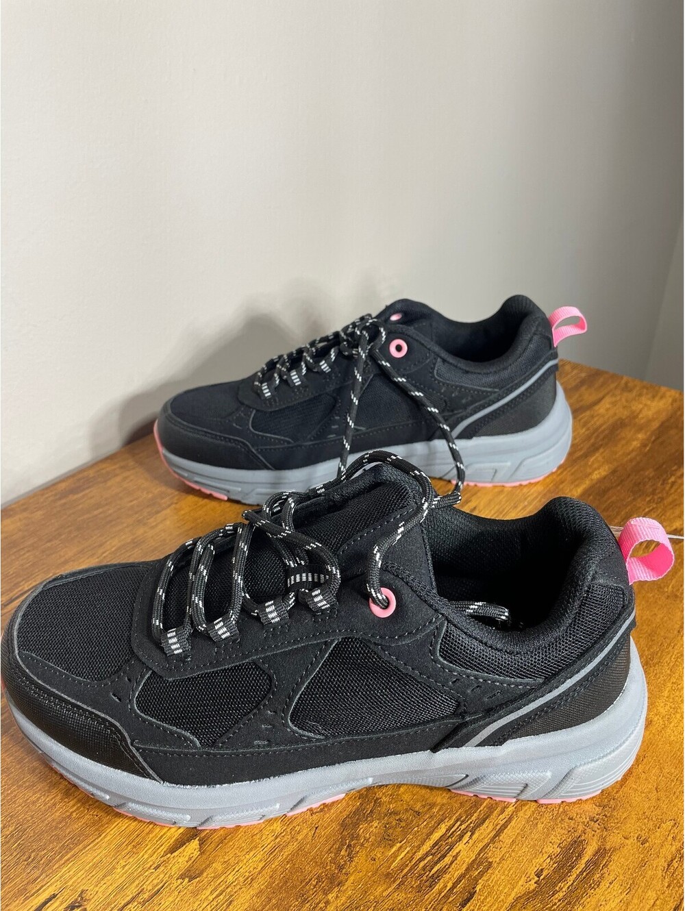 New Vively Trail Walk Sneakers Black Pink Grey Chunky Athletic Shoes Sz 8.5 - Picture 5 of 7